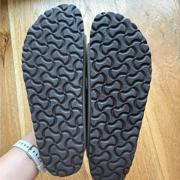 Birkenstock Women's Sandals - Gray with Brown Buckles - Picture 5 of 7